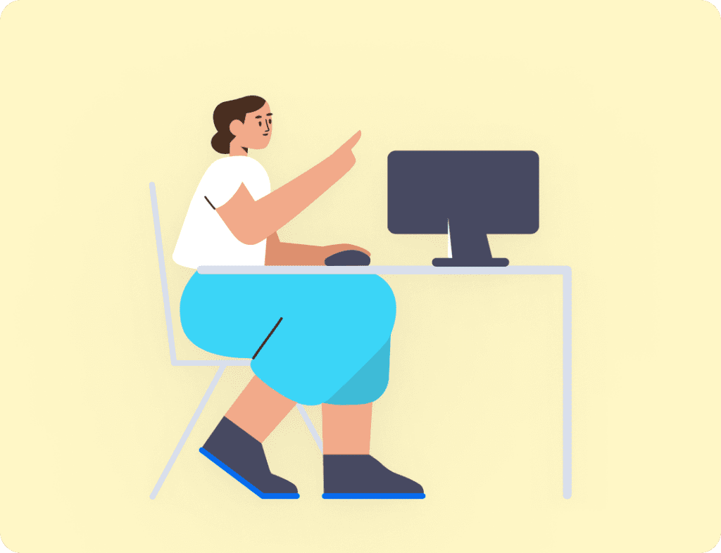 An illustration of a person working at a computer