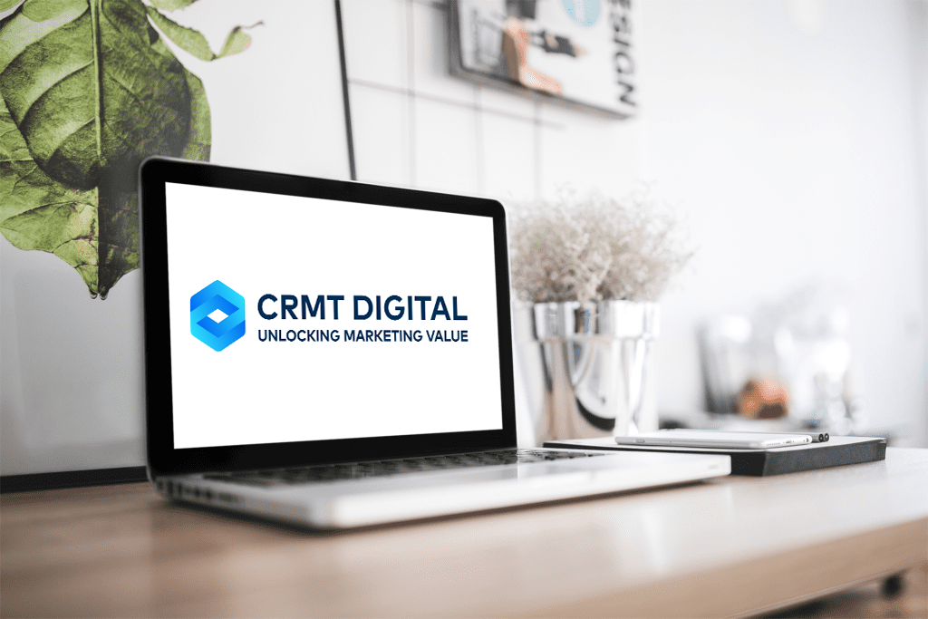 Computer showing CRMT Digital's logo